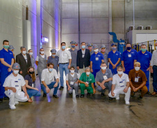 Governador Carlos Massa Ratinho Junior, participou da inauguração da nova planta industrial da Sooro Renner, líder nacional na produção de proteínas derivadas do soro de leite, em Marechal Cândido Rondon - Presentes, o 
prefeito Marcio Rauber e o diretor-presidente da Sooro Renner, William da Silva  - Marechal Cândido Rondon, 22/09/2021  -  Foto: Gilson Abreu/AEN