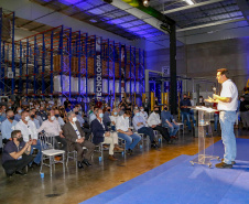 Governador Carlos Massa Ratinho Junior, participou da inauguração da nova planta industrial da Sooro Renner, líder nacional na produção de proteínas derivadas do soro de leite, em Marechal Cândido Rondon - Presentes, o 
prefeito Marcio Rauber e o diretor-presidente da Sooro Renner, William da Silva  - Marechal Cândido Rondon, 22/09/2021  -  Foto: Gilson Abreu/AEN