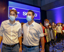 Governador Carlos Massa Ratinho Junior, participou da inauguração da nova planta industrial da Sooro Renner, líder nacional na produção de proteínas derivadas do soro de leite, em Marechal Cândido Rondon - Presentes, o 
prefeito Marcio Rauber e o diretor-presidente da Sooro Renner, William da Silva  - Marechal Cândido Rondon, 22/09/2021  -  Foto: Gilson Abreu/AEN