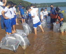 Paraná promove soltura de peixes nativos e educação ambiental durante eventos náuticos de pesca. Foto: SEDEST