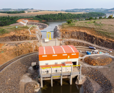 Pequena Central Hidrelétrica Bela Vista, em Verê, no Sudoeste do Estado, instalada no Rio Chopim, entre os municípios de Verê e São João, no Sudoeste do Paraná. 30/09/2021 - Foto: Geraldo Bubniak/AEN