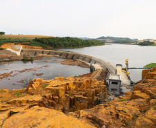 Pequena Central Hidrelétrica Bela Vista, em Verê, no Sudoeste do Estado, instalada no Rio Chopim, entre os municípios de Verê e São João, no Sudoeste do Paraná. 30/09/2021 - Foto: Geraldo Bubniak/AEN