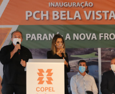 O governador Carlos Massa Ratinho Junior, o ministro de Minas e Energia, Bento Albuquerque, e o presidente da Copel, Daniel Pimentel Slaviero, inauguram de forma virtual nesta sexta-feira (1º) a Pequena Central Hidrelétrica Bela Vista, em Verê, no Sudoeste do Estado.  Na foto o prefeito de Sao Joao, Clovis Cuccolotto.   01/10/2021 - Foto: Geraldo Bubniak/AEN