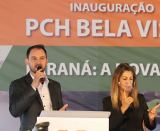 O governador Carlos Massa Ratinho Junior, o ministro de Minas e Energia, Bento Albuquerque, e o presidente da Copel, Daniel Pimentel Slaviero, inauguram de forma virtual nesta sexta-feira (1º) a Pequena Central Hidrelétrica Bela Vista, em Verê, no Sudoeste do Estado.  Na foto o Prefeito de Vere, Ademilso Rosin  01/10/2021 - Foto: Geraldo Bubniak/AEN