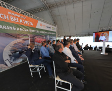 O governador Carlos Massa Ratinho Junior, o ministro de Minas e Energia, Bento Albuquerque, e o presidente da Copel, Daniel Pimentel Slaviero, inauguram de forma virtual nesta sexta-feira (1º) a Pequena Central Hidrelétrica Bela Vista, em Verê, no Sudoeste do Estado.    01/10/2021 - Foto: Geraldo Bubniak/AEN