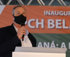 O governador Carlos Massa Ratinho Junior, o ministro de Minas e Energia, Bento Albuquerque, e o presidente da Copel, Daniel Pimentel Slaviero, inauguram de forma virtual nesta sexta-feira (1º) a Pequena Central Hidrelétrica Bela Vista, em Verê, no Sudoeste do Estado.  Na foto o diretor executivo da Bela Vista Geracao de Energia, Roberto Werneck Seara.    01/10/2021 - Foto: Geraldo Bubniak/AEN