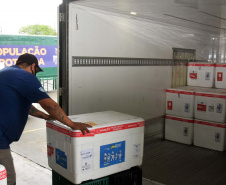 

Saúde distribui primeiras vacinas para reforço de idosos acima de 60 anos e trabalhadores da saúde e anuncia chegada de novos lotes dos imunizantes . Foto: Américo Antonio/SESA