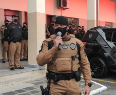 As unidades da Polícia Militar de todo o estado estão nesta sexta-feira (08/10) reforçando o policiamento ostensivo e preventivo nas áreas urbanas e rurais, eixos comerciais e residenciais. A atividade é da megaoperação Fecha Quartel do Comando-Geral da PM, coordenada pelo Subcomando-Geral, que conta com a aplicação de todo o efetivo administrativo dos Batalhões e Companhias Independentes. -  Curitiba, 08/10/2021  - Foto: PMPR