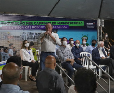 O governador em exercício Darci Piana inaugurou nesta sexta-feira (8) uma unidade do programa Meu Campinho em Munhoz de Mello, no distrito de Fernão Dias, na região Norte do Paraná. O projeto recebeu R$ 269 mil do Governo do Estado, por meio da Secretaria do Desenvolvimento Urbano e de Obras Públicas.Fotoz: Gustavo Pontes/SEDU