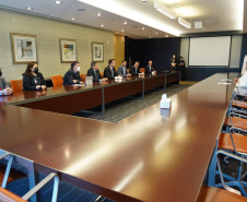 Em reunião com executivos da Emirates, Governador busca voo direto entre Paraná e Dubai. Foto: Governo do Paraná