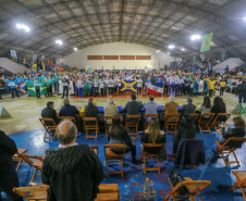 Abertura dos Jogos da Integração do Idoso, em Guaratuba. Foto: Valdelino Pontes/AEN