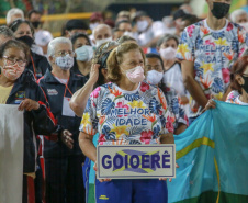 Abertura dos Jogos da Integração do Idoso, em Guaratuba. Foto: Valdelino Pontes/AEN