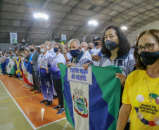 Abertura dos Jogos da Integração do Idoso, em Guaratuba. Foto: Valdelino Pontes/AEN