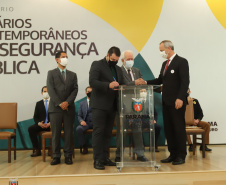 O vice governador Darci Piana participa  nesta quarta-feira  (20) do lançamento de programa de cursos de atualização profissional e de especialização nas áreas de Polícia Comunitária, Mediação de Conflitos e Análise Criminal para 6,2 mil profissionais de todo o Paraná,  no Palacio Iguacu.   Curitiba, 20/10/2021 -  Foto: Geraldo Bubniak/AEN