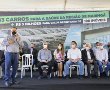 O governador Carlos Massa Ratinho Junior entrega 83 veículos para a Regional de Saúde de Maringá. Gilson Abreu/AEN