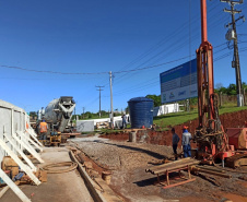 Andamento da obra da Ponte da Integração Brasil - Paraguai no mês de outubro -  Curitiba, 25/10/2021 - Foto: DER