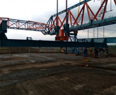 Andamento da obra da Ponte da Integração Brasil - Paraguai no mês de outubro -  Curitiba, 25/10/2021 - Foto: DER