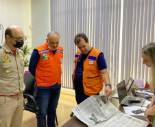 O secretário Nacional de Proteção e Defesa Civil, Alexandre Lucas Alves, chegou ao Paraná na manhã desta terça-feira (26) para visitar os municípios mais afetados pelas tempestades do último final de semana no Estado.  Foto: Defesa Civil