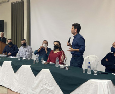 O secretário de Estado da Saúde, Beto Preto, destacou a parceria do Governo do Estado com os municípios, principalmente no enfrentamento à Covid-19, em reunião realizada nesta quarta-feira (27) com a Associação dos Municípios dos Campos Gerais (AMCG) em Arapoti. -  Curitibs, 27/10/2021 - Foto: Andressa Desyreé/SESA
