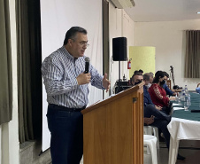 O secretário de Estado da Saúde, Beto Preto, destacou a parceria do Governo do Estado com os municípios, principalmente no enfrentamento à Covid-19, em reunião realizada nesta quarta-feira (27) com a Associação dos Municípios dos Campos Gerais (AMCG) em Arapoti. - Arapoti, 27/10/2021 - Foto: SE#SA