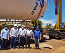 A Companhia de Saneamento do Paraná (Sanepar) está ampliando o sistema de abastecimento de Califórnia, no Vale do Ivaí. Na foto, Prefeito Paulinho acompanha todas as fases da obra e comemora nova estrutura. -  Curitiba, 29/10/2021 - Foto: Sanepar