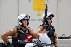 Policiais militares se formam no curso de rondas ostensivas com motocicletas. Foto:PMPR
