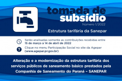 Agepar abre tomada de subsídio para receber contribuições sobre estrutura tarifária da Sanepar