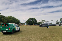 Aeronave foi cedida pela Casa Militar ao Batalhão de Polícia Ambiental – Força Verde. Ela será utilizada para ações de orientação da população, prevenção e combate a ações danosas ao meio ambiente até o dia 2 de janeiro. (Foto: SESP)