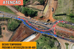 Serviços da nova Perimetral Leste de Foz do Iguaçu alteram tráfego na BR-469