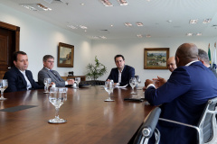 Governador Carlos Massa Ratinho Junior durante reunião com o secretário Nacional de Segurança Pública, general Guilherme Theóphilo e o secretário estadual da Segurança Pública e Administração Penitenciária, general Luiz Felipe Carbonell - Curitiba, 19/03/2019 - Foto Gilson Abreu/ANPr