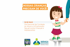 Como parte das ações do Dia Nacional de Enfrentamento ao Abuso e à Exploração Sexual contra Crianças e Adolescente (18 de maio), a Secretaria da Justiça, Família e Trabalho monta neste sábado um estande em Curitiba para conscientizar a população e divulgar a Força-Tarefa Infância Segura. A ação acontece das 9h às 17h, em frente ao Palácio Iguaçu, durante a 25ª Marcha para Jesus.