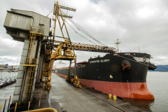 O Porto de Paranaguá registrou nova movimentação recorde. Desta vez, no embarque de açúcar a granel pelo berço 204. Um único navio - o Caravos Glory, das Ilhas Marschall (Oceania) - levará uma carga de 58.175 toneladas para o Oriente Médio. A média dos carregamentos no local geralmente fica entre 40 e 45 mil toneladas.  -  Paranaguá, 03/06/2019  -  Foto: Cláudio Neves/APPA