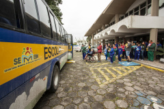 Encerrando as atividades do primeiro semestre do Porto Escola, a equipe da Diretoria de Meio Ambiente da Portos do Paraná recebeu nesta quinta-feira (27) 160 alunos com necessidades especiais da Escola Municipal Eva Cavani, de Paranaguá.  -  Curitiba, 27/06/2019  -  Foto: Cládio Neves/Portos do Paraná