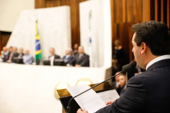 Ratinho Junior destacou que Assembleia foi importante para que o Governo do Estado pudesse modernizar a máquina pública ao longo dos primeiros 12 meses de mandato, garantindo reformas que o Estado precisava fazer.

Foto: Rodrigo Felix Leal