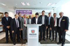 A empresa de medicamentos Prati-Donaduzzi confirmou nesta quarta-feira (5), em evento com o governador Carlos Massa Ratinho Junior, no Palácio Iguaçu, investimentos de R$ 650 milhões nos próximos três anos na ampliação da sua planta em Toledo, no Oeste do Paraná.   -  Curitiba, 05/02/2020  -  Foto: José Fernando Ogura/AEN
