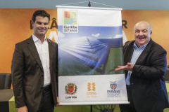 A Copel e a Prefeitura de Curitiba vão instalar uma usina pública de energia no aterro sanitário da Caximba. A instalação terá o formato de pirâmide e será movida a painéis solares e biomassa. A capacidade será de 5 Megawatt (MW).Foto: Copel