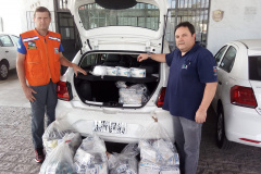 Luvas e máscaras de proteção são doadas pelo Ipem à Defesa Civil. Foto: Ipem