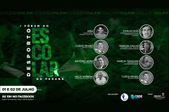 
Nos dias 01 e 02 de julho acontece o I Fórum do Desporto Escolar, com transmissão via rede social (facebook.com/fdeparana).
Arte: Esporte PR