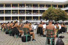 Banda da PM se apresenta na Secretaria da Educação. Foto:SEED