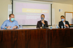 Educação apresenta cronograma da rede estadual para volta às aulas, Secretário Educação Renato Feder, Gláucio Dias e Nestor Werner Junior.Foto Gilson Abreu/AEN