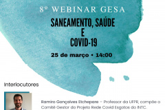 Estão abertas até o dia 22 de março as inscrições para o webinário “Saneamento, Saúde e Covid”, promovido pela Companhia de Saneamento do Paraná (Sanepar). Promovido pela plataforma DtCom/Zoom, o evento será no dia 25 de março, a partir das 14 horas, com participação do público. - Foto/Arte: Divulgação SANEPAR