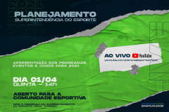 Acontece nesta quinta-feira (01), com início às 14 horas, uma live para apresentar o planejamento da Superintendência Estadual do Esporte para 2021. Toda comunidade esportiva está convidada a acompanhar. Serão temas programas como o Geração Olímpica e Proesporte, ambos com editais em andamento; propostas novas e também as possíveis adequações de formato e calendário em relação aos Jogos Oficiais do Estado -  Foto/Arte: Paraná Esporte