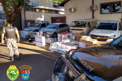 Policiais militares do 4º Batalhão de Polícia Militar (4º BPM), pertencente ao 3º Comando Regional da PM (3º CRPM), desarticularam uma quadrilha que furtava agrotóxicos e recuperaram diversas cargas, roubadas nos últimos dias. A ação policial aconteceu na quarta-feira (08/04) na cidade de Marialva, no Noroeste do estado, após um furto em uma Cooperativa no Distrito de São Luiz. Cinco homens foram presos. -  Fopto: SESP-PR