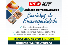 Agência do Trabalhador de Curitiba promove live sobre empregabilidade. Foto:SEJUF