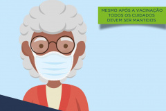 MÁSCARA E DISTANCIAMENTO - Campanha da Saúde incentiva que idosos vacinados continuem se cuidando - Foto/Arte: SESA