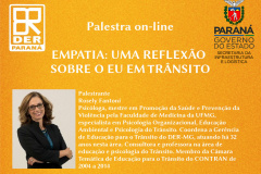 O Departamento de Estradas de Rodagem do Paraná (DER/PR) realiza quarta-feira que vem (26), às 10h, uma palestra online em referência ao Maio Amarelo, mês dedicado a ações preventivas de conscientização para a redução de acidentes de trânsito. O tema será “Empatia: uma Reflexão sobre o eu em trânsito”, com a palestrante Rosely Fantoni.  -  Curitiba, 19/05/2021  -  Foto/Arte: DER