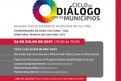 Lei Aldir Blanc é o tema do Ciclo de Diálogo com os Municípios desta terça-feira  -  Foto/Arte: SECC
