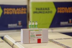 Vacinas da Fiocruz contra a Covid-19 chegam ao Centro de Medicamentos do Paraná
Foto: Gilson Abreu/AEN