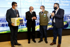 O secretário de Estado da Saúde, Beto Preto acompanha o ministro da Saúde, Marcelo Queiroga, nesta terça-feira (20) na Itaipu Binacional  em Foz do Iguaçu. Foto: Gilson Abreu/AEN