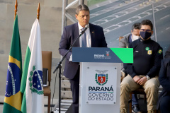 O governador Carlos Massa Ratinho Junior e o ministro da Infraestrutura, Tarcísio Gomes de Freitas, apresentam, os detalhes da nova concessão de 3,3 mil quilômetros de rodovias do Paraná. Foto: Ari Dias/AEN
